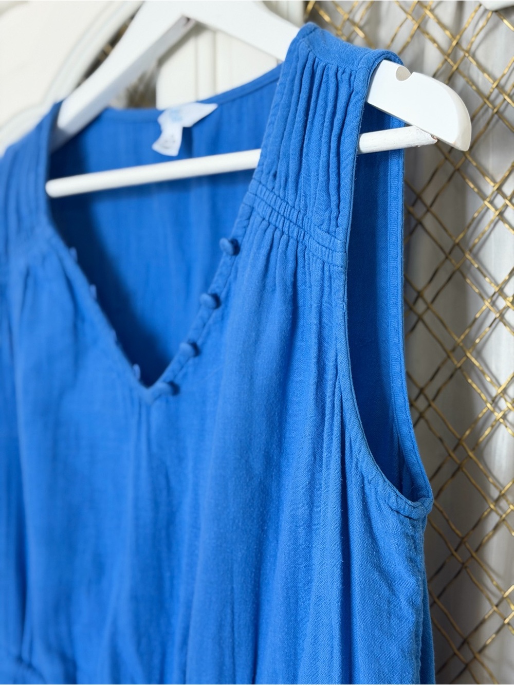Time and Tru Royal Blue Sleeveless V-Neck Long Midi Dress with Drawstring - Picture 2 of 5